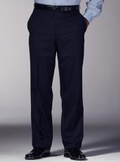  Fitted No Pleat Slacks Navy Blue