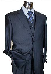  Three Piece Suit - Vested Suit Navy Tone on