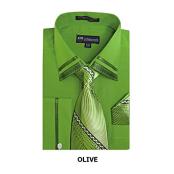  Mens Fashion Olive Shirt with Matching