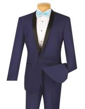 Mens Slim Fit Tuxedo Suit Single Breasted 1 Button Heather Gray Prom Wedding TSS