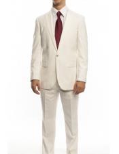   Mens One Button Ivory Single