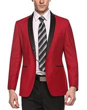  SM5117 Mens 1 Button Red Shawl Lapel Stylish Casual
