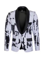   mens high fashion sequin White