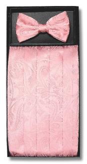  Mens Paisley Design Pink Polyester Bowtie