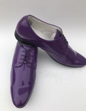  Mens Plain Toe Lace Up Style purple Shiny Black