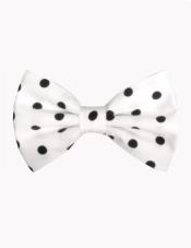  SM4585 Mens Polyester Polka Dot Pattern Woven White and