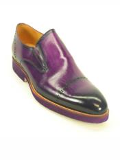  MO492 Mens Purple dress Perforated Pattern Slip on Loafer