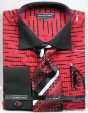  Mens Unique Red Broken Stripe Pattern Two Tone French