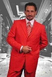 Mens Red Wool Feel not poly-rayon Suit