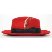  Mens Dress Hat Red/Black Fedora suit