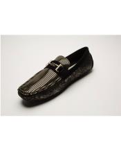  GD1087 Mens Shiny Fashionable Black Slip On Loafer Shoes