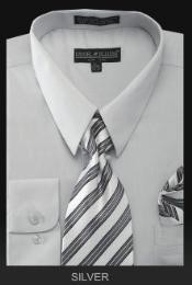  SL87543 Dress Shirt - PREMIUM TIE - Silver 