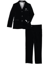  CH2192 Mens Black Velvet Fabric Suit Jacket & Pants