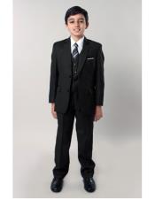  JSM-5749 Boys 5 Piece Single Breasted Black Suit with