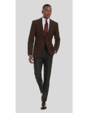   mens Brown 2 Button Solid