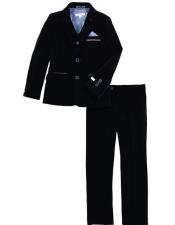  CH2191 Mens Velvet Fabric Suit Jacket & Pants Navy