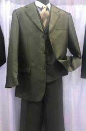 Olive Vested Suit