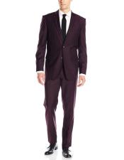   Mens 2 Button Solid Wine