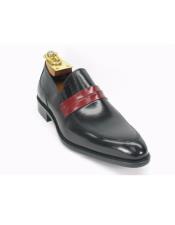  GD1192 Mens Carrucci Slip On Fashionable Contrast Black Loafer