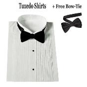  Mens Tuxedo Shirt Dress Shirt Wing Collar with Bow-Tie