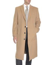  JSM-6874 Mens Tan 4 Buttons Single Breasted Full Length