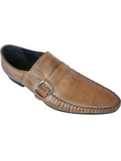  JSM-227 Mens Taupe Side Buckle And Strap Leather Italian