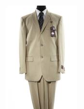  Mens 3 Button Beige Single Breasted Notch Lapel Solid