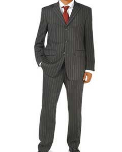  Jet Black Pinstripe 100% Real 3 Buttons Style business