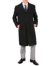   Mens Wool/Poly Charcoal Overcoat with