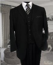 Classic3PC3ButtonStyleSolidLiquidJetBlackVested