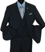 MensBlackPeakLapel2ButtonSingleBreastedV-NeckVested