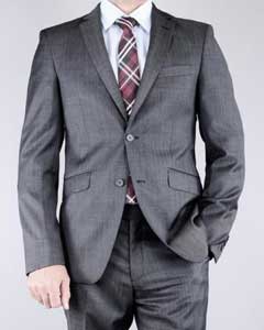  Mantoni patterned Grey 2-Button Slim-Fit Wool