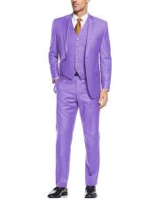  ~ Lilac 2 button Vested Suit Flat Front Pants