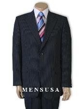  Button Style Navy Blue Shade Pinstripe Superior Fabric 120s
