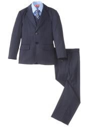  SM4815 Boys 5 Piece Pinstripe Navy Husky Suit 