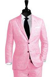  Nardoni Linen 2 Button Pink Vested 3 Pieces Summer