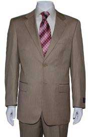  Two Button Tan khaki Color ~ Beige Mini Pinstripe