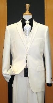  DP244 Two Button Three Piece Off White Tapered Cut