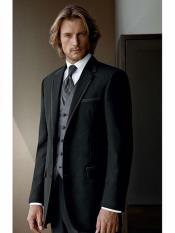  Black Suit Gray Vest 2 Button