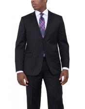 mensBlack2ButtonsPinstripedClassicFitWoolSuit