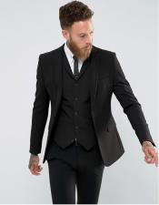  JSM-6035 Mens Slim Fit Vested Suit With Lapeled Vest