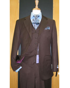  2 Button Style 3 Piece brown