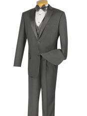  Mens 2 Buttons Grey Tuxedo Vested 3 Pieces Sateen