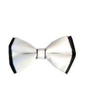  CH1687 Mens White/Black Polyester Satin dual colors classic Bowtie