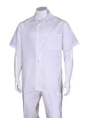  Mens 100% Mens 2 Piece Linen Causal Outfits White