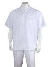   Mens 5 Button Solid White