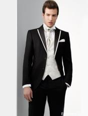   Black and White Trimmed Lapel