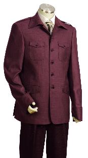  Safari Military Style Wine Long length Zoot Suit For