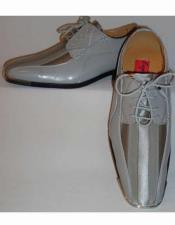  Gorgeous Laceup Style Satin Striped Classy Silvertip Silver/Gray Dress Shoes