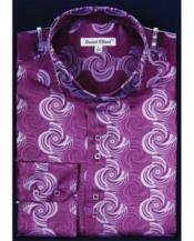  JSM-2751 Mens Shiny High Collar Swirl Pattern Fashion Purple